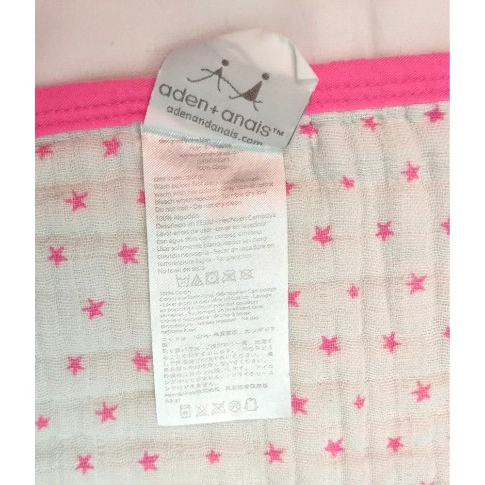 Aden + Anais & Hot Pink Star Security‎ Blanket Lovey Thumby White Muslin Cotton